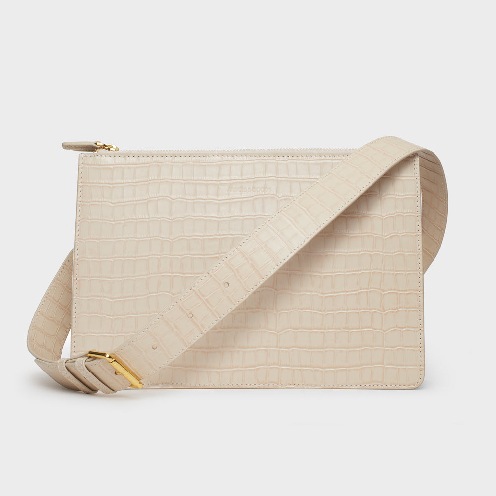 off‎ white cream Croc-Embossed Leather Bag BY FAR Off-White Croc Mini Bag - CE Cream | Garmentory main image 2