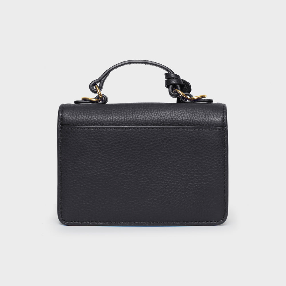 Pop BAG Black Pebble Grain Leather Backpack Top Handle Bag With Pouch The Backpack Black Pebble | Leather Laptop Bag – Poppy Barley main image 4