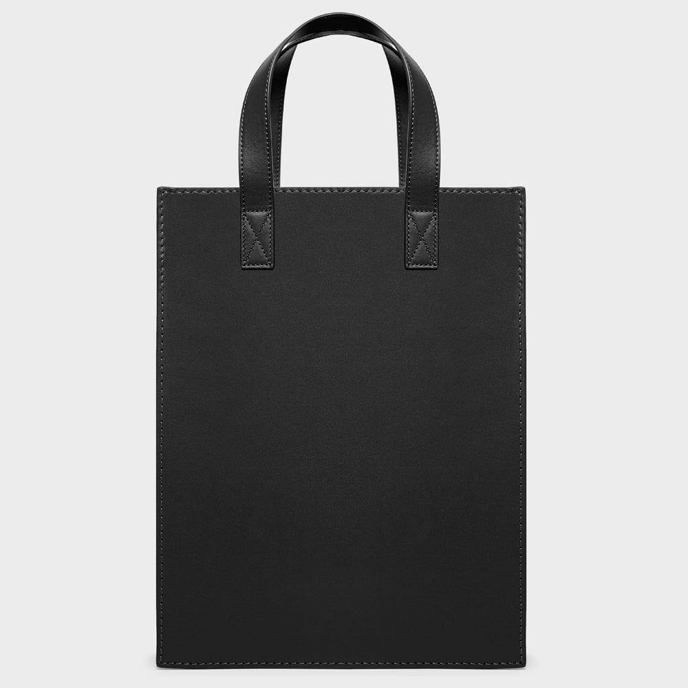 Milled Nappa Soft Leather Tote Bag in Black+Black