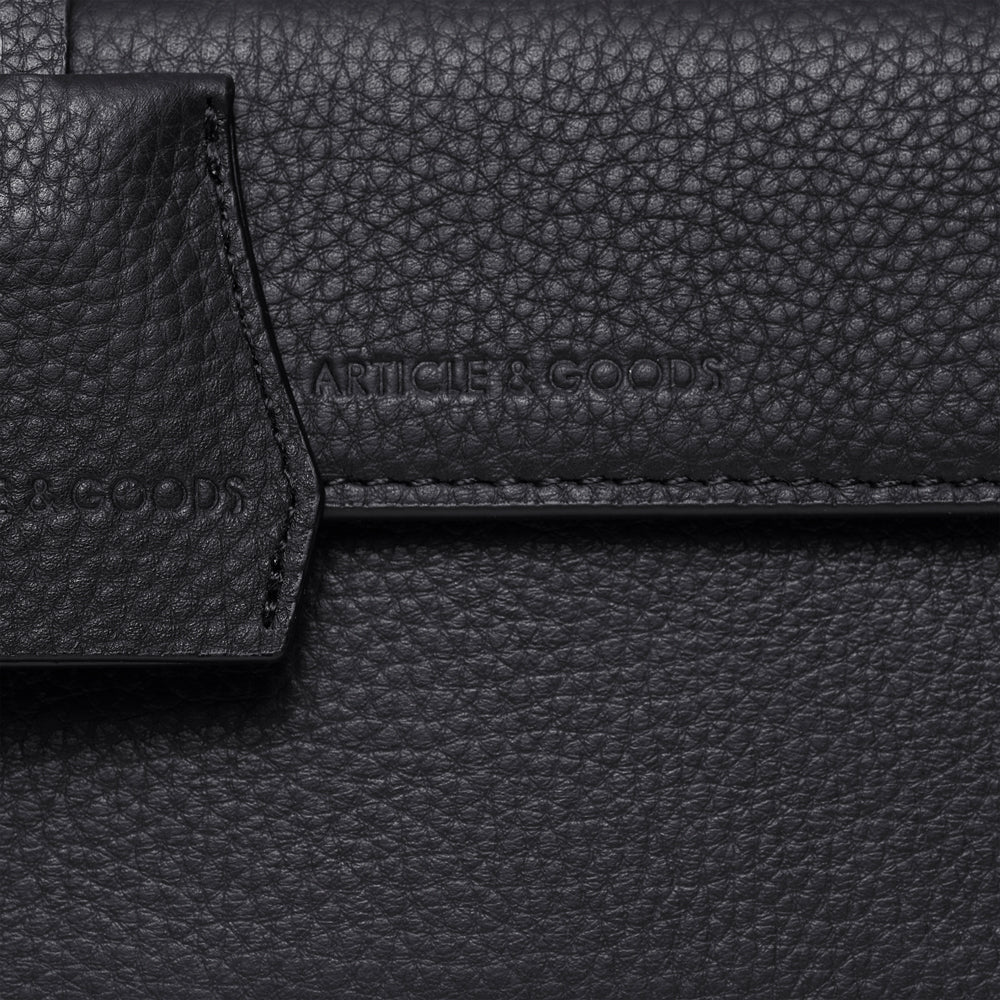 Micro Top Handle Flap Bag w/ Strap - N.159 - Black Pebble Grain