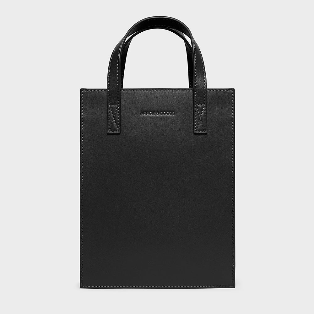 Mini Shopper Tote w/ Strap - N.134 - Black Smooth Nappa | Article