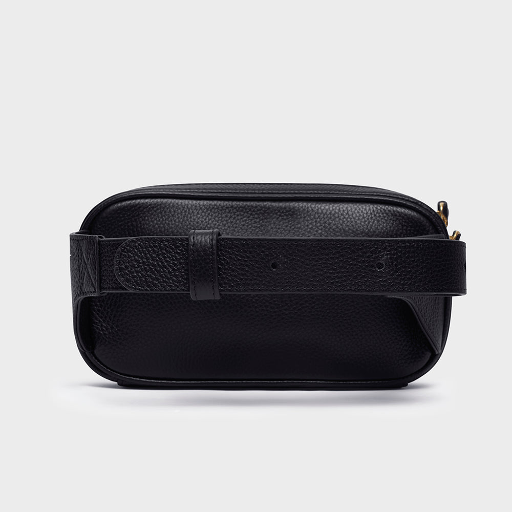 Mini Waist Belt Bag - N.137 - Black Pebble Grain