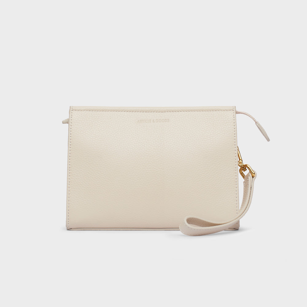 Céline Strap Clutch in Taupe/Red Grained Shiny Calfskin — UFO No More
